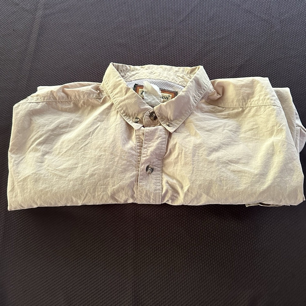 Remington Shirt Mens XL Khaki Vented Fishing Long Sleeve Button Up Pockets - Picture 14 of 14
